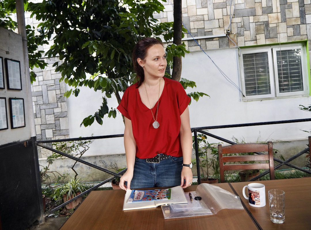 Deutschlehrerin in der Pause