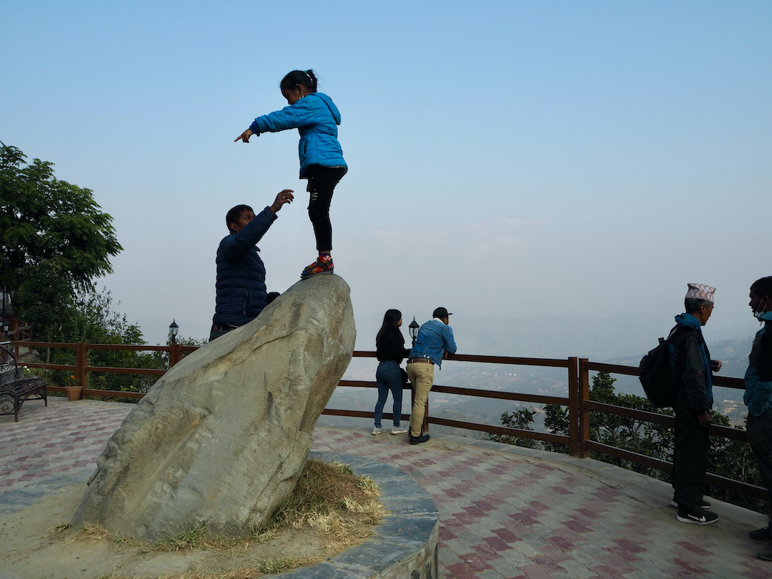 Dhulikhel Aussichtspunkt mit Selfie Stone
